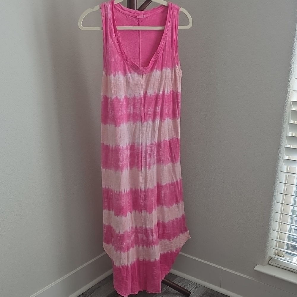 GAP Pink and White Striped Tie Dye Sleeveless Dress